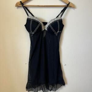 Black and white mesh babydoll